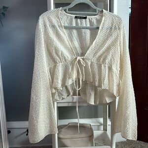 Sheer Tie Long sleeve Shirt